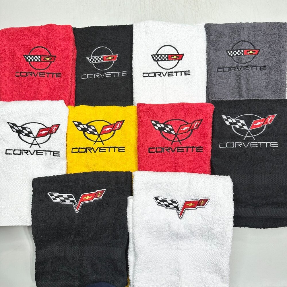 Chevy Corvette Towels Embroidered Hand Towel Set C5 C6 Vette Bathroom Home Decor